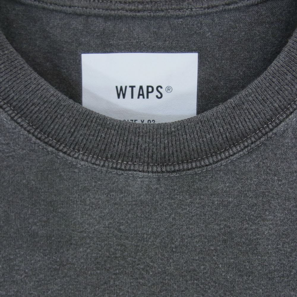 WTAPS ダブルタップス 23SS 231ATDT-CSM18 COTTON.SIGN L/S バック ロゴ 刺繍 ロングスリーブ カットソー Tシャツ スミ黒 L グレー系 X 03【中古】