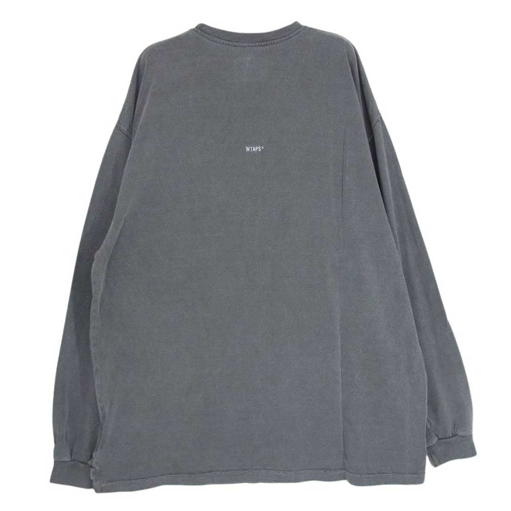 WTAPS ダブルタップス 23SS 231ATDT-CSM18 COTTON.SIGN L/S バック ロゴ 刺繍 ロングスリーブ カットソー Tシャツ スミ黒 M グレー系 X 02【中古】