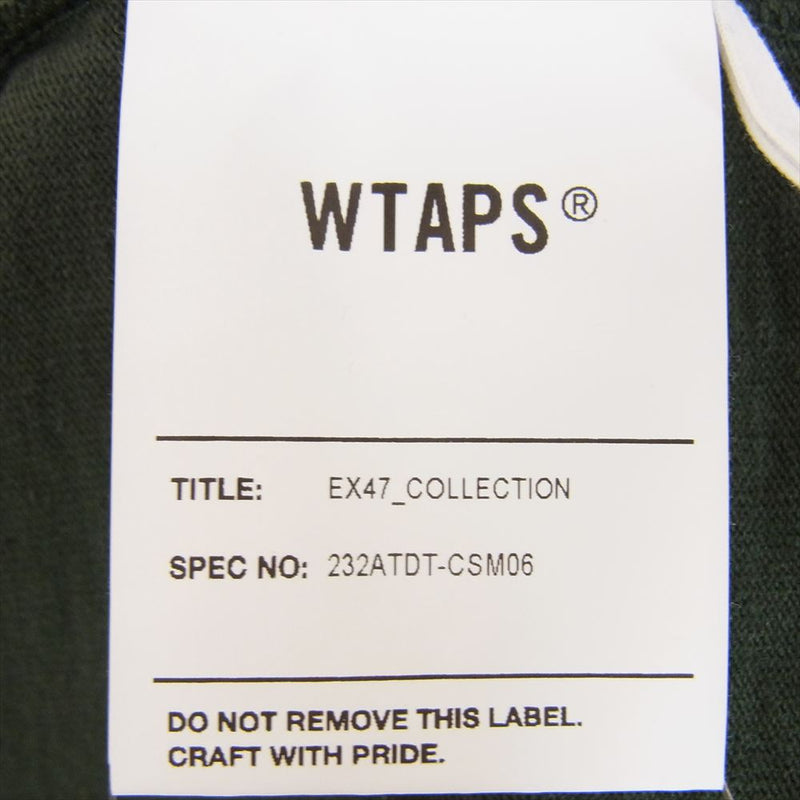 WTAPS ダブルタップス 23AW 232ATDT-CSM06 COTTON PROTECT コットン プロテクト ロゴ 刺? カットソー Tシャツ 長袖 グリーン グリーン系 X02【中古】