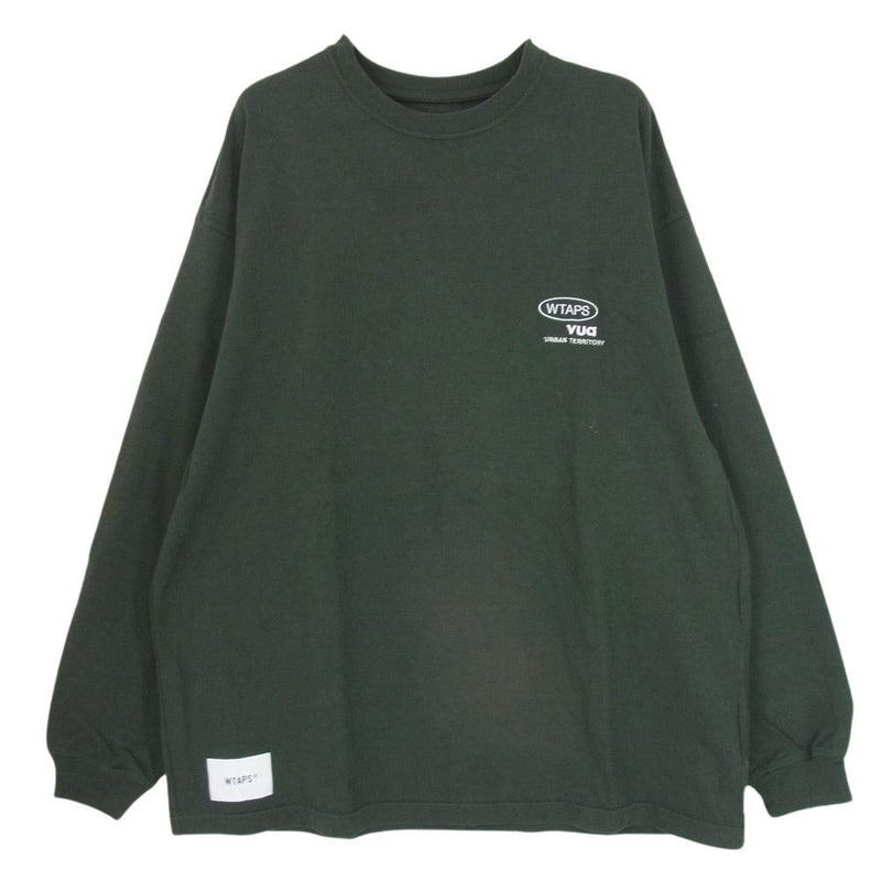 WTAPS ダブルタップス 23AW 232ATDT-CSM06 COTTON PROTECT コットン プロテクト ロゴ 刺? カットソー Tシャツ 長袖 グリーン グリーン系 X03【中古】