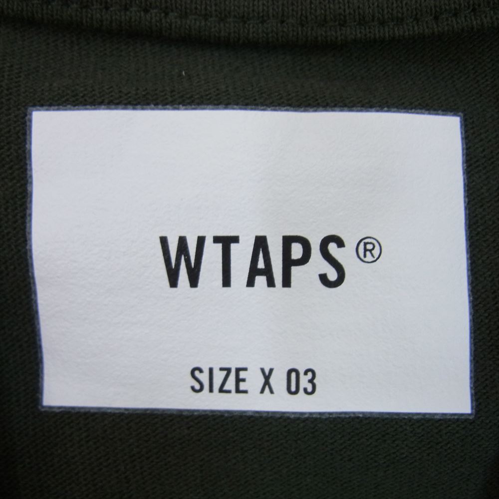 WTAPS ダブルタップス 23AW 232ATDT-CSM06 COTTON PROTECT コットン プロテクト ロゴ 刺? カットソー Tシャツ 長袖 グリーン グリーン系 X03【中古】