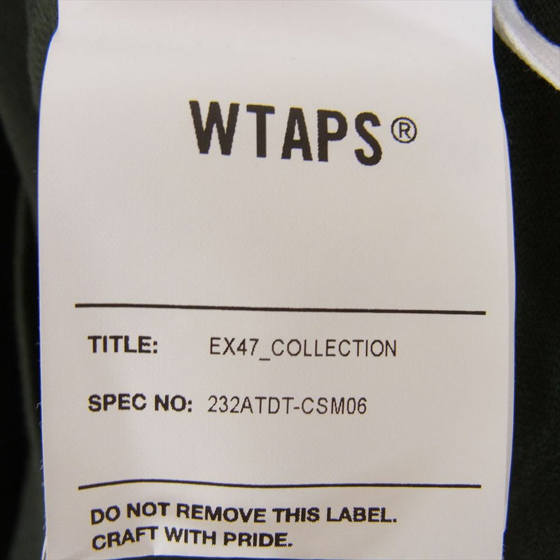 WTAPS ダブルタップス 23AW 232ATDT-CSM06 COTTON PROTECT コットン プロテクト ロゴ 刺? カットソー Tシャツ 長袖 グリーン グリーン系 X03【中古】