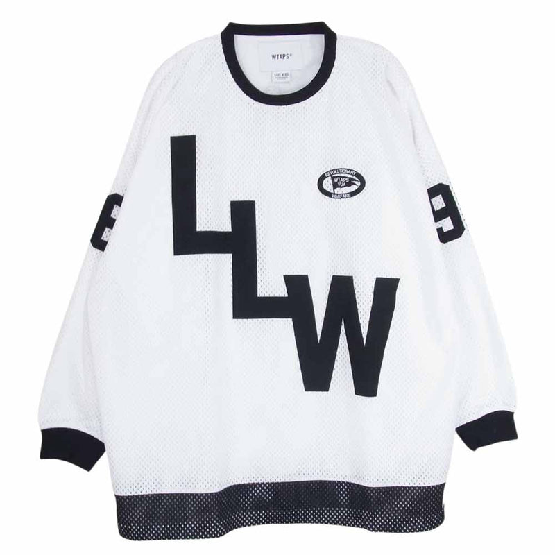 WTAPS ダブルタップス 22AW 222ATDT-CSM06 NETMINDER LS POLY.LLW ロゴ ワッペン ロングスリーブ メッシュ ホッケーシャツ 長袖 ホワイト系 X03【中古】