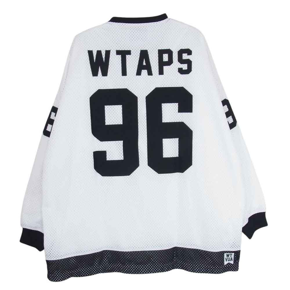 WTAPS ダブルタップス 22AW 222ATDT-CSM06 NETMINDER LS POLY.LLW ロゴ ワッペン ロングスリーブ メッシュ ホッケーシャツ 長袖 ホワイト系 X03【中古】