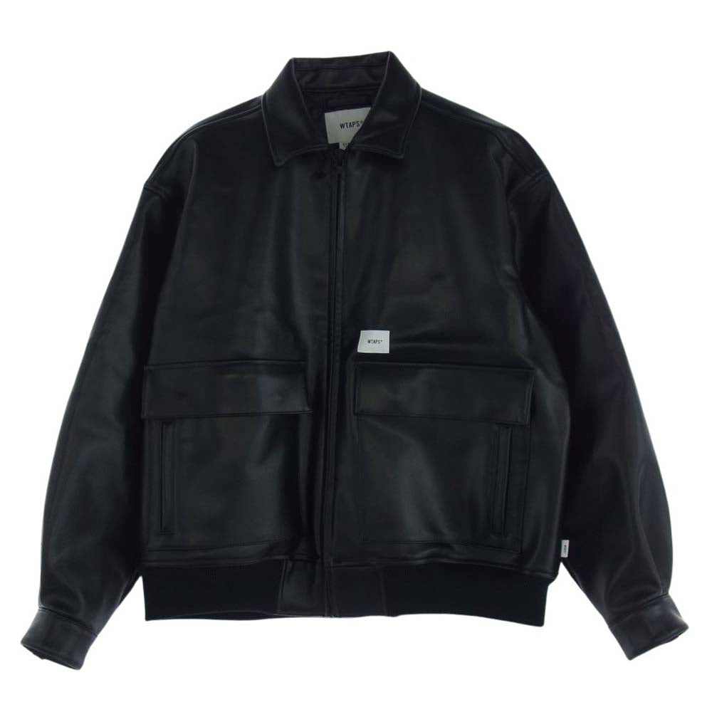 WTAPS ダブルタップス 22AW 222BRDT-JKM07 SYNTHETIC JACKET シンセティック レザー フライト ジャケット ブラック系 X03【美品】【中古】