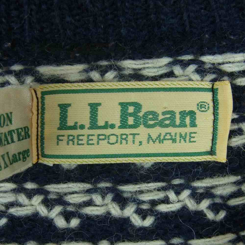 L.L.Bean エルエルビーン 80s ヴィンテージ バーズアイ クルーネック ニット ネイビー系 ホワイト系 XL【中古】