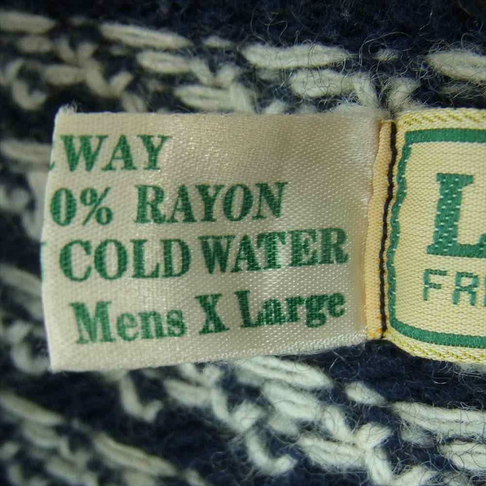 L.L.Bean エルエルビーン 80s ヴィンテージ バーズアイ クルーネック ニット ネイビー系 ホワイト系 XL【中古】