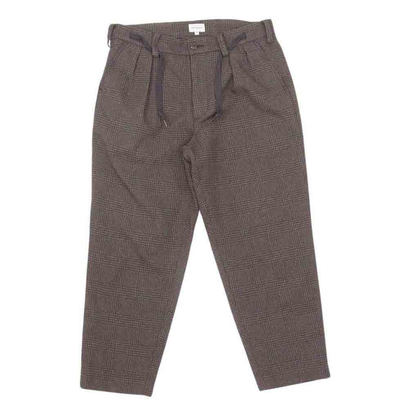 DESCENDANT ディセンダント WRINKLES CHECK TROUSERS チェック トラウザーズ タック パンツ ブラウン系 3【中古】