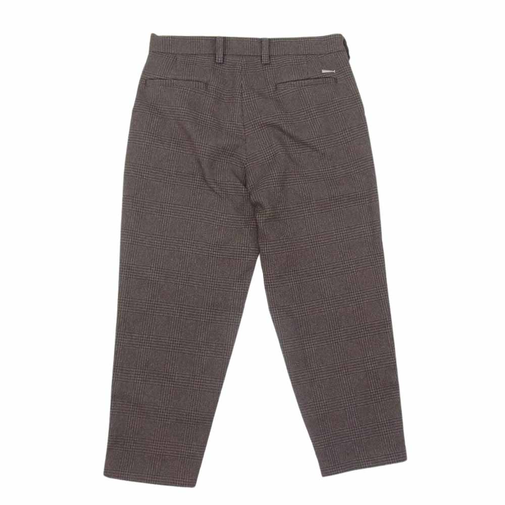 DESCENDANT ディセンダント WRINKLES CHECK TROUSERS チェック トラウザーズ タック パンツ ブラウン系 3【中古】