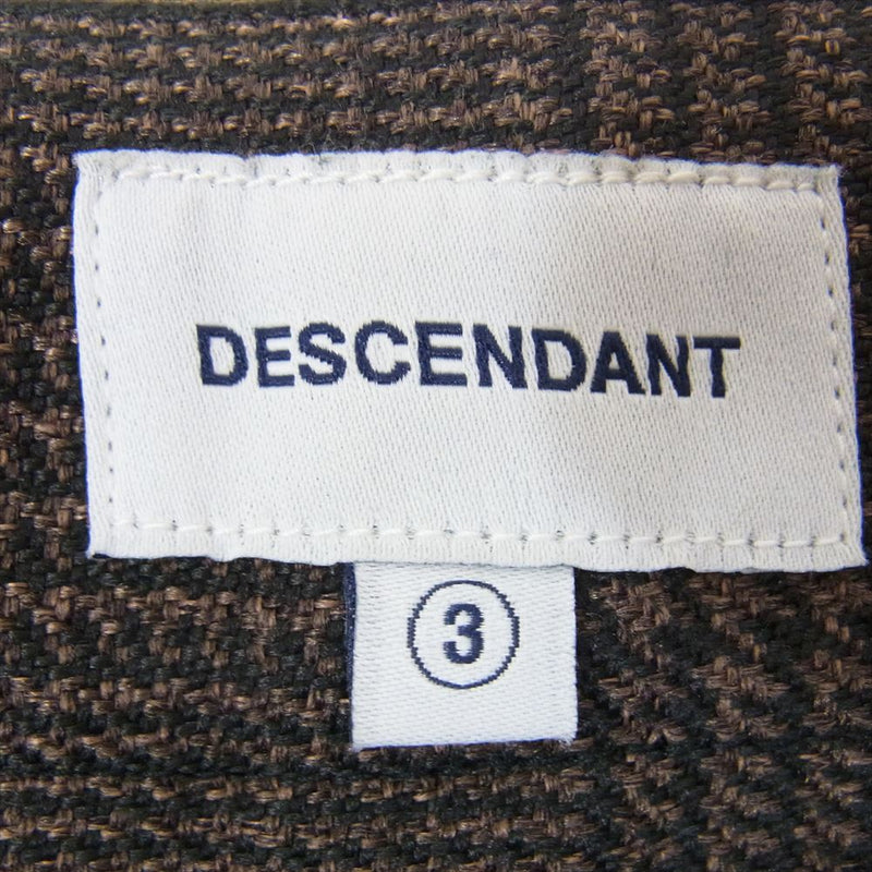 DESCENDANT ディセンダント WRINKLES CHECK TROUSERS チェック トラウザーズ タック パンツ ブラウン系 3【中古】