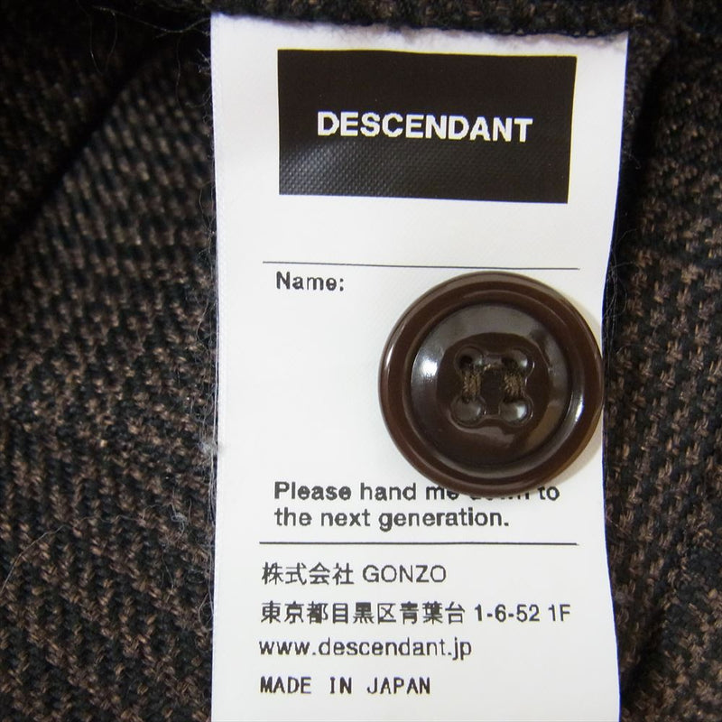 DESCENDANT ディセンダント WRINKLES CHECK TROUSERS チェック トラウザーズ タック パンツ ブラウン系 3【中古】