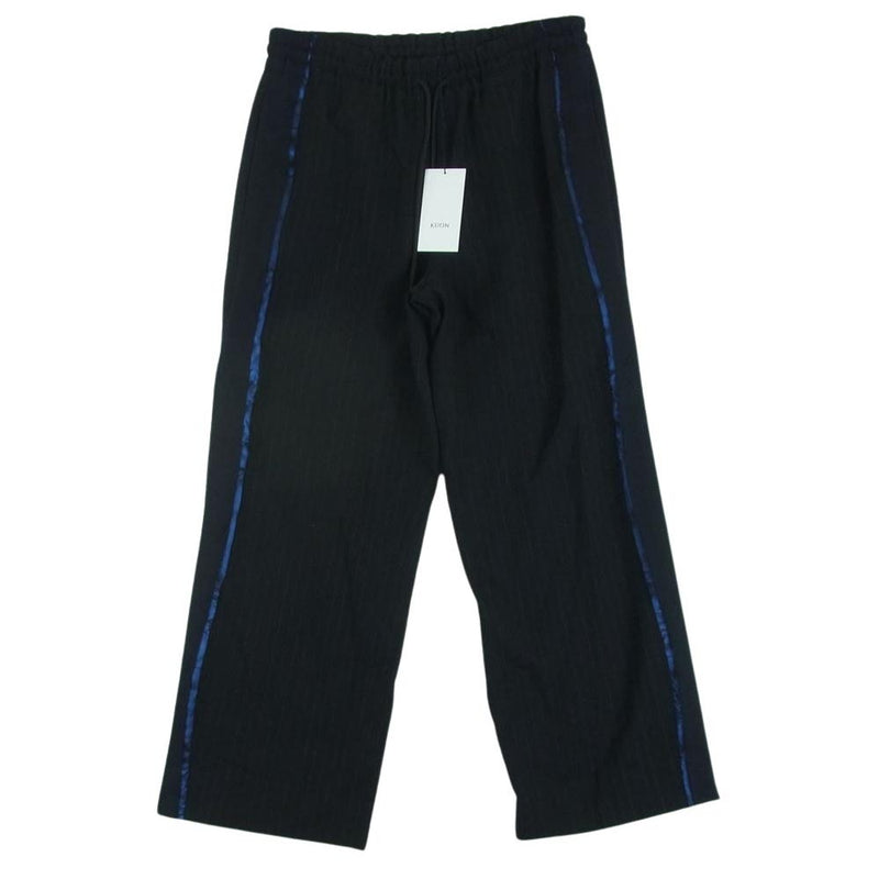 クオン 22AW 142PT020605 KINTSUGI Drawstring Trousers 金継ぎ 切替 サイドライン ドローストリング ストライプ スラックス パンツ トラウザー ダークネイビー系 M【新古品】【未使用】【中古】