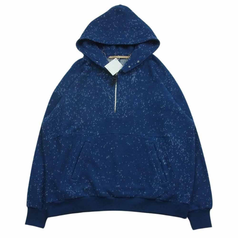 ト―ナイ 23AW TOH23FW-11 PULLOVER HOODIE BLUE ハイネック ハーフジップ ネップ柄 プルオーバ― フーディ パーカー ブルー系 3【新古品】【未使用】【中古】