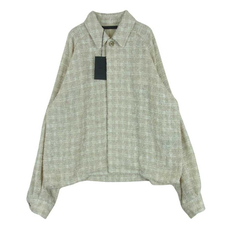 ユハ 24SS 10190203-1 FANCY TWEED SHORT JACKET ファンシー ツイード ショート シャツ ジャケット ベージュ系 4【新古品】【未使用】【中古】