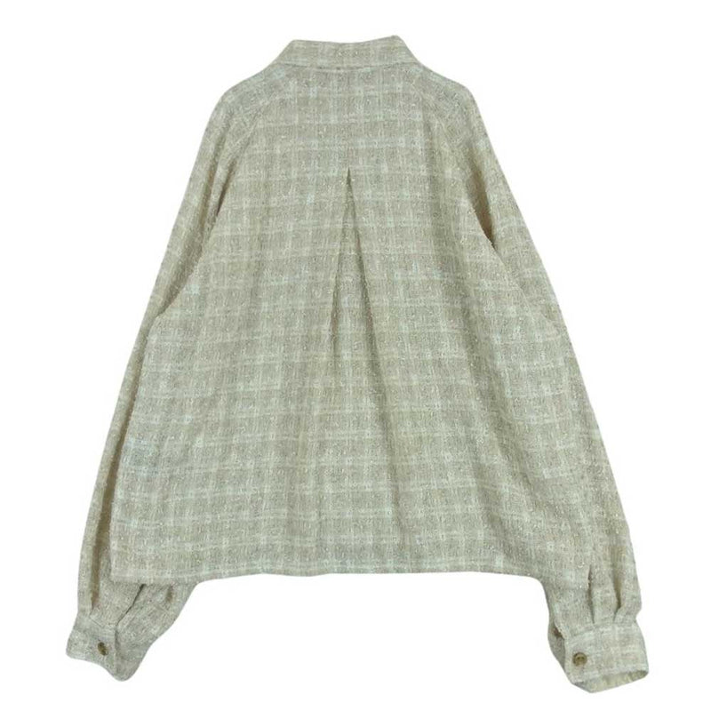 ユハ 24SS 10190203-1 FANCY TWEED SHORT JACKET ファンシー ツイード ショート シャツ ジャケット ベージュ系 4【新古品】【未使用】【中古】