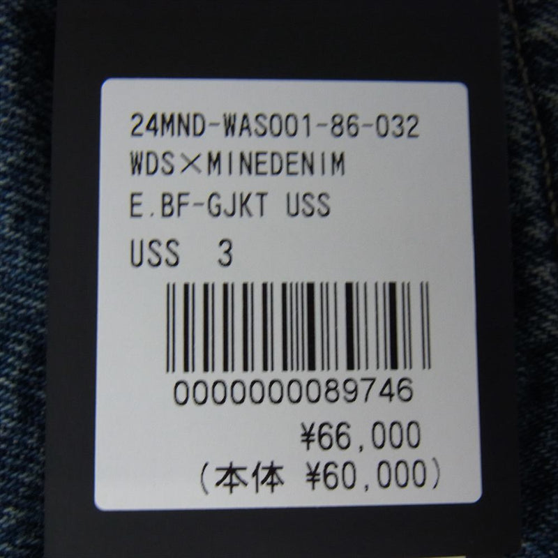 MINEDENIM マインデニム 24SS 24MND-WAS001-86-032 WDS WINDANDSEA ウィンダンシー E.BF-GJKT インディゴセルヴィッジデニム ロゴプリント デニムジャケット 3【新古品】【未使用】【中古】