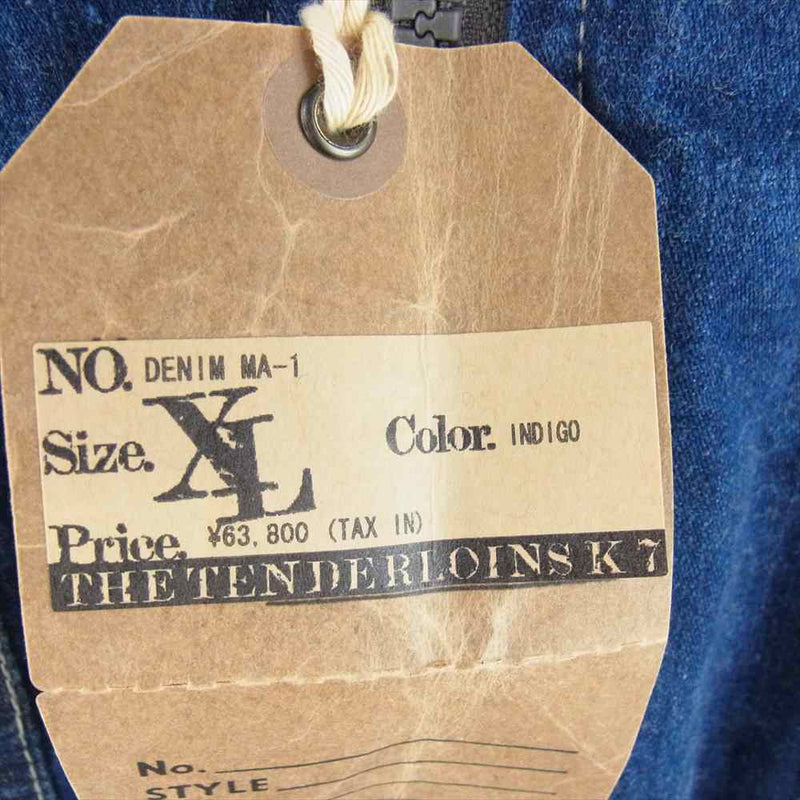 TENDERLOIN テンダーロイン 23SS DENIM MA-1 デニム ジップアップ ジャケット インディゴブルー系 XL【美品】【中古】