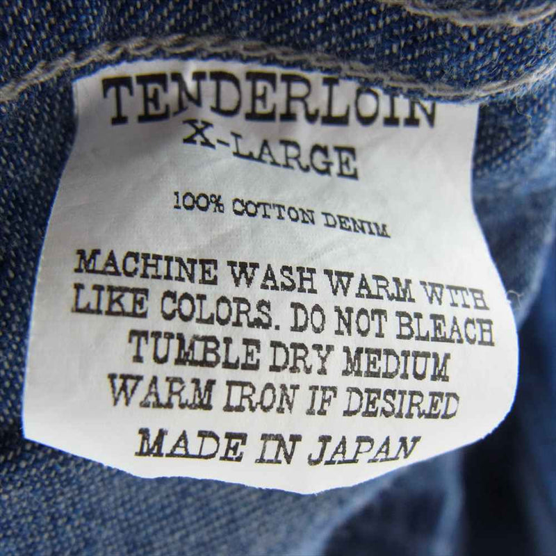 TENDERLOIN テンダーロイン 23SS DENIM MA-1 デニム ジップアップ ジャケット インディゴブルー系 XL【美品】【中古】