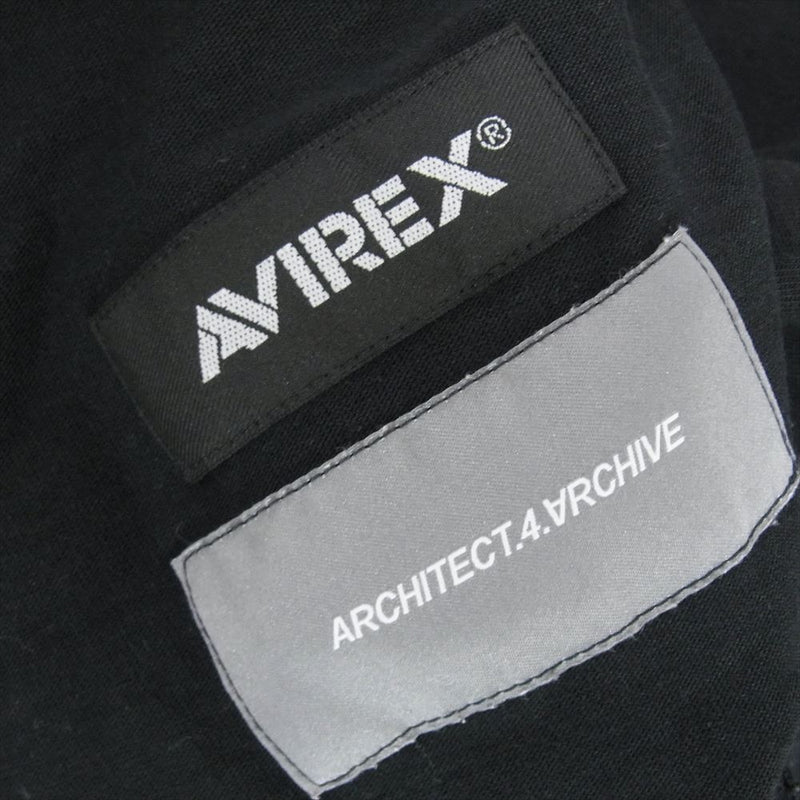 AVIREX アヴィレックス 23121TS-AVI × A4A CIRCLE LOGO SHORT SLEEVE T-SHIRT サークルロゴ 五分袖 Tシャツ ブラック系 M【中古】