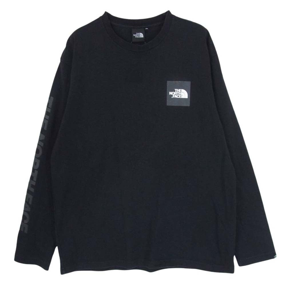 THE NORTH FACE ノースフェイス NT81931 L/S Square Logo Tee ロングスリーブ スクエアロゴ 長袖T シャツ ブラック系 XL【中古】