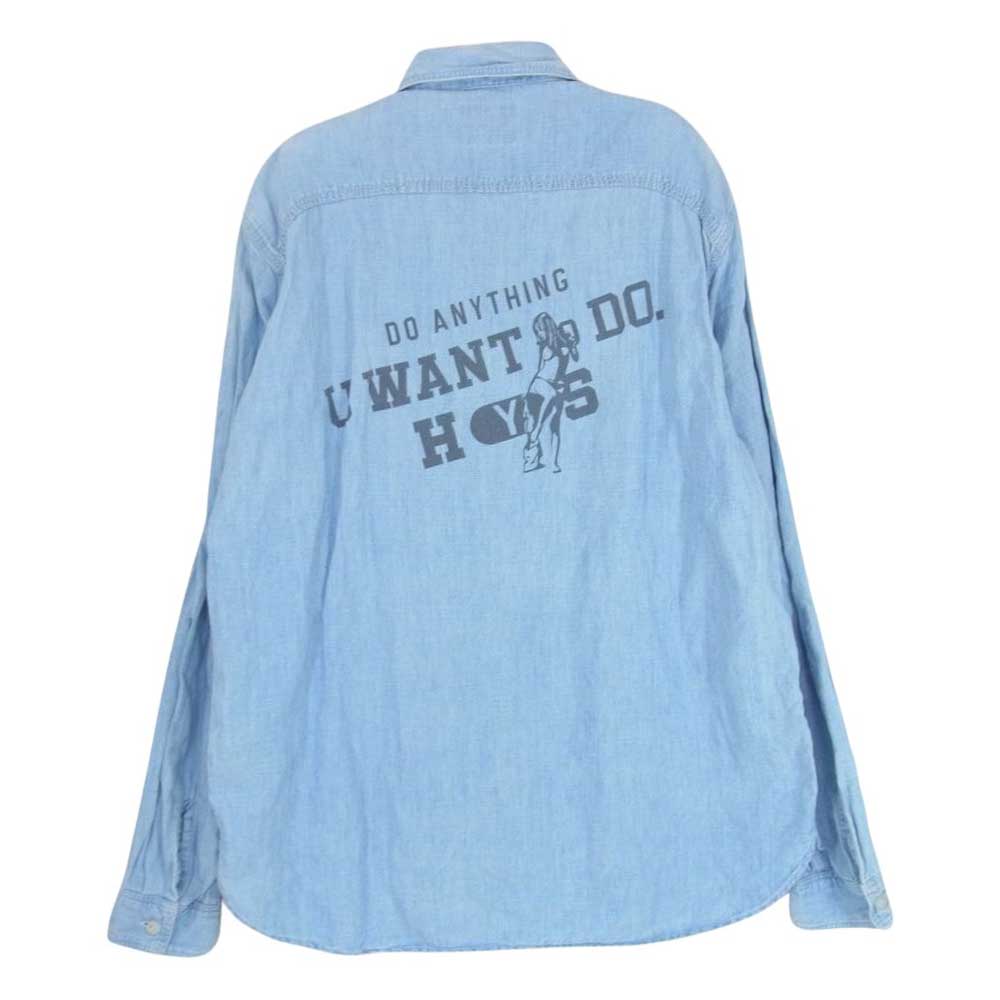 HYSTERIC GLAMOUR ヒステリックグラマー 02211AH11 DO ANYTHING 長袖 ワーク シャツ  ライトブルー系 M【中古】