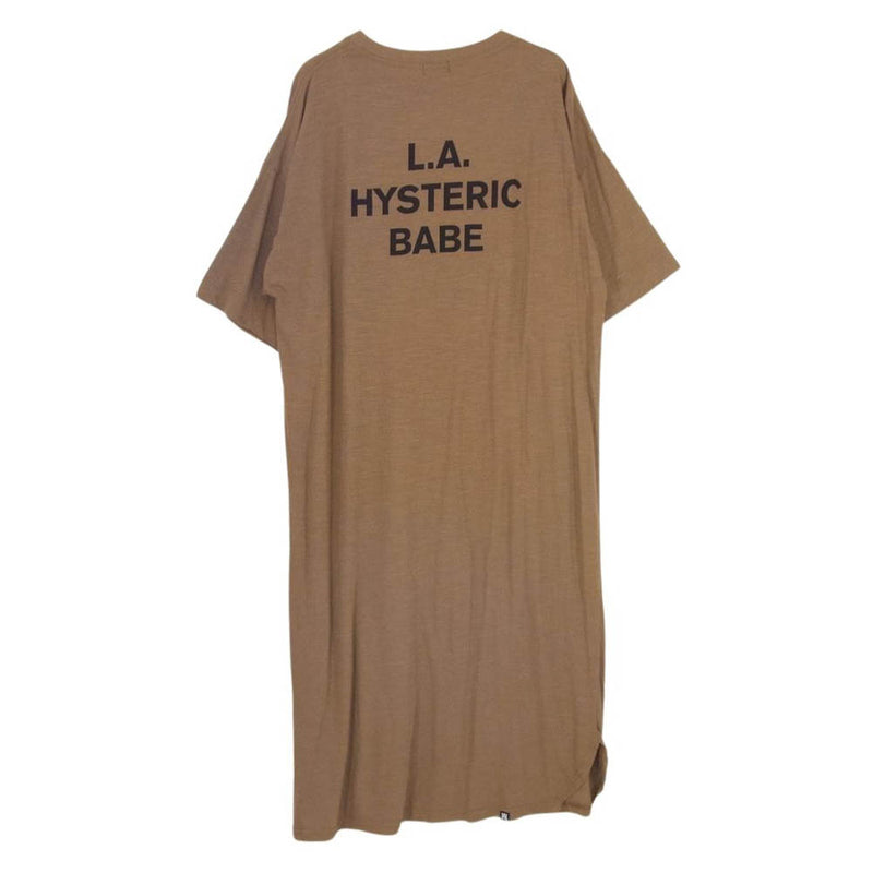 HYSTERIC GLAMOUR ヒステリックグラマー 01212CO01 HYS LOVER Tシャツ ワンピース 五分袖 ブラウン系 FREE【中古】