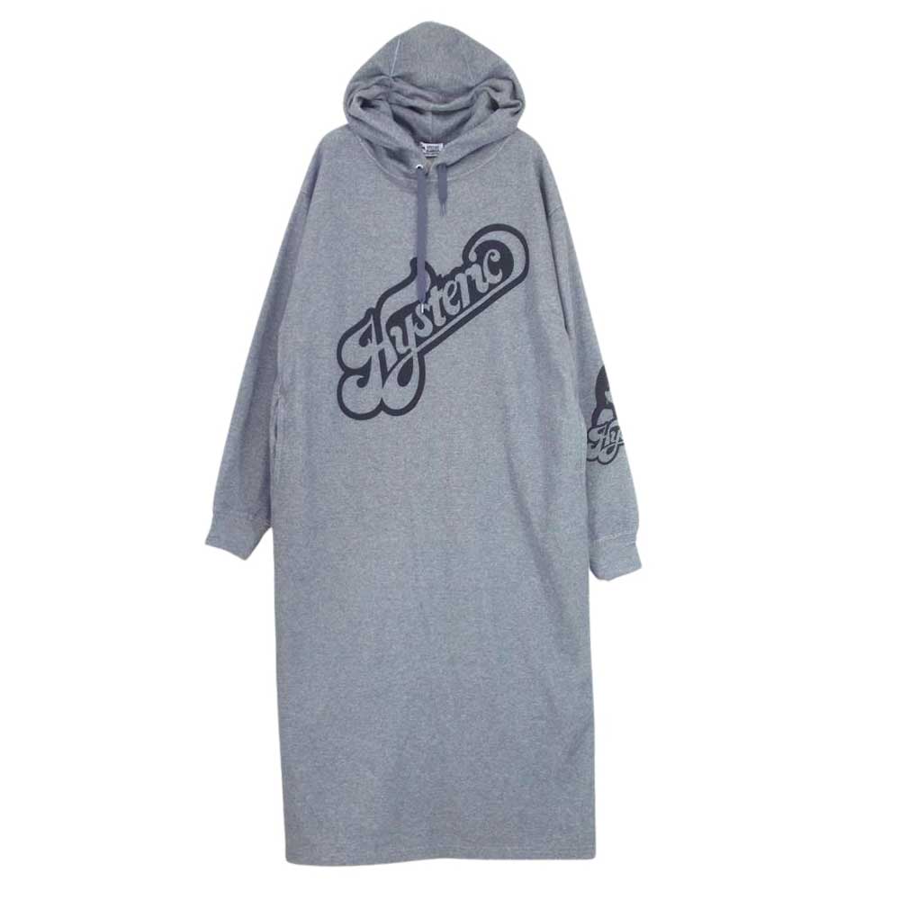 HYSTERIC GLAMOUR ヒステリックグラマー 01203CO03 SUNDAY GIRL プルオーバー 長袖 パーカー ワンピース 裏起毛 グレー系 FREE【中古】