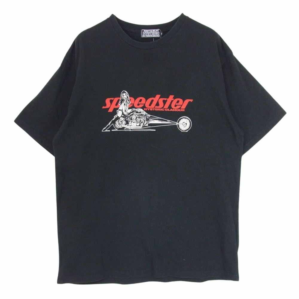 HYSTERIC GLAMOUR ヒステリックグラマー 24SS 02241CT41 SPEEDSTER クルーネック 半袖 プリント Tシャツ ブラック系 L【中古】