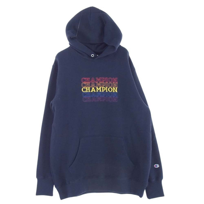 Champion チャンピオン C3-S119 P/O HOODED SWEATSHIRT プルオーバー パーカー ネイビー系 XL【美品】【中古】