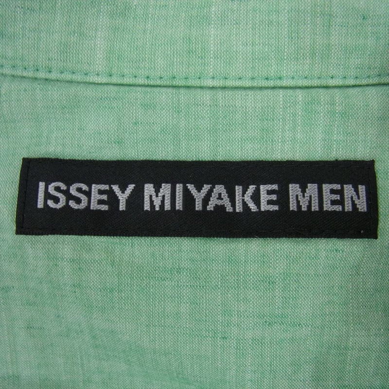 ISSEY MIYAKE イッセイミヤケ ME91JM188 切替 ハーフボタン ショートスリーブ 半袖 シャツ グリーン系 3【中古】