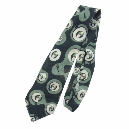 ISSEY MIYAKE イッセイミヤケ MEN メン 村上隆 シルク 総柄 ネクタイ グリーン系【中古】