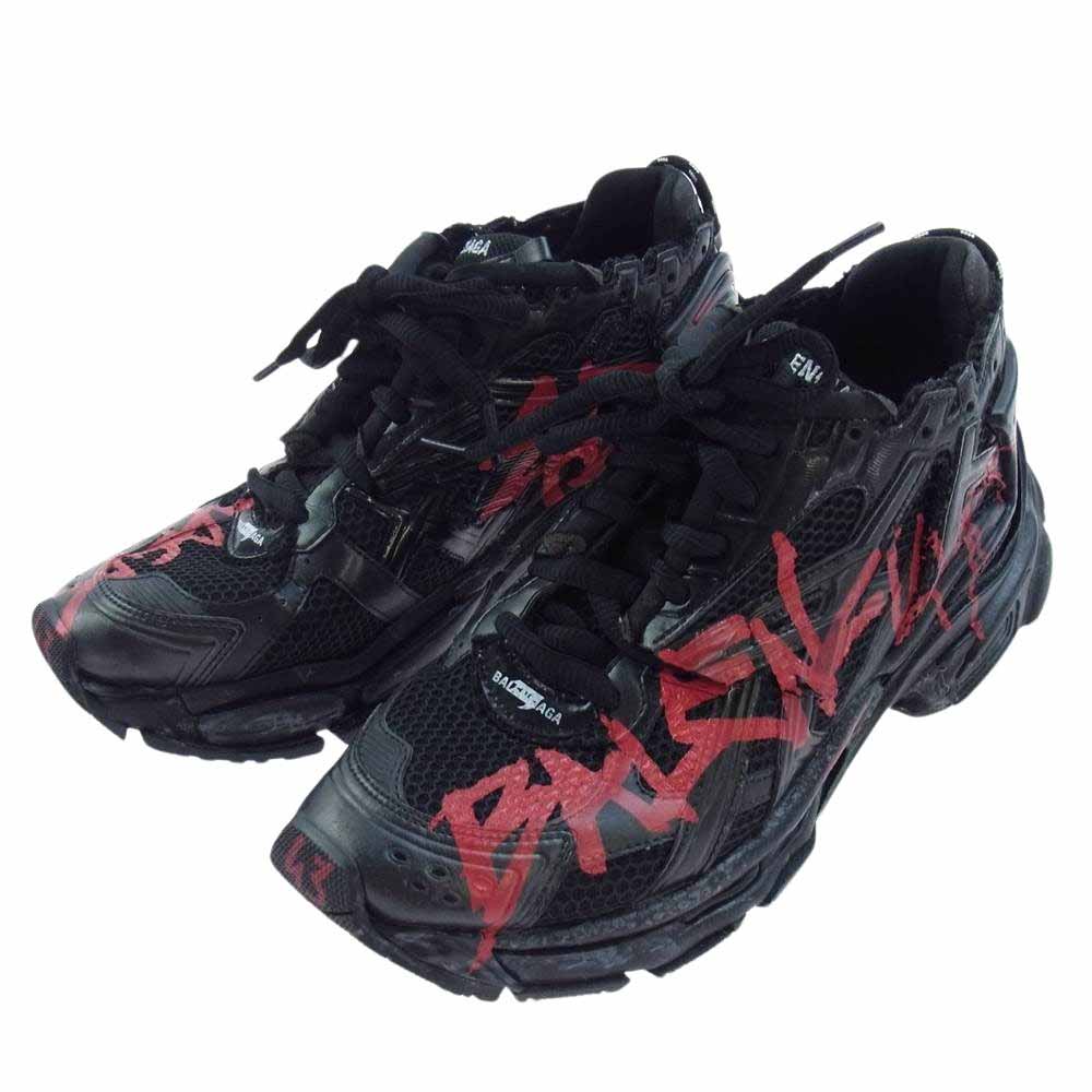 BALENCIAGA バレンシアガ 677403 Runner Sneaker  Graffiti Black Red ランナー グラフィティ スニーカー ブラック系 28.5cm【中古】