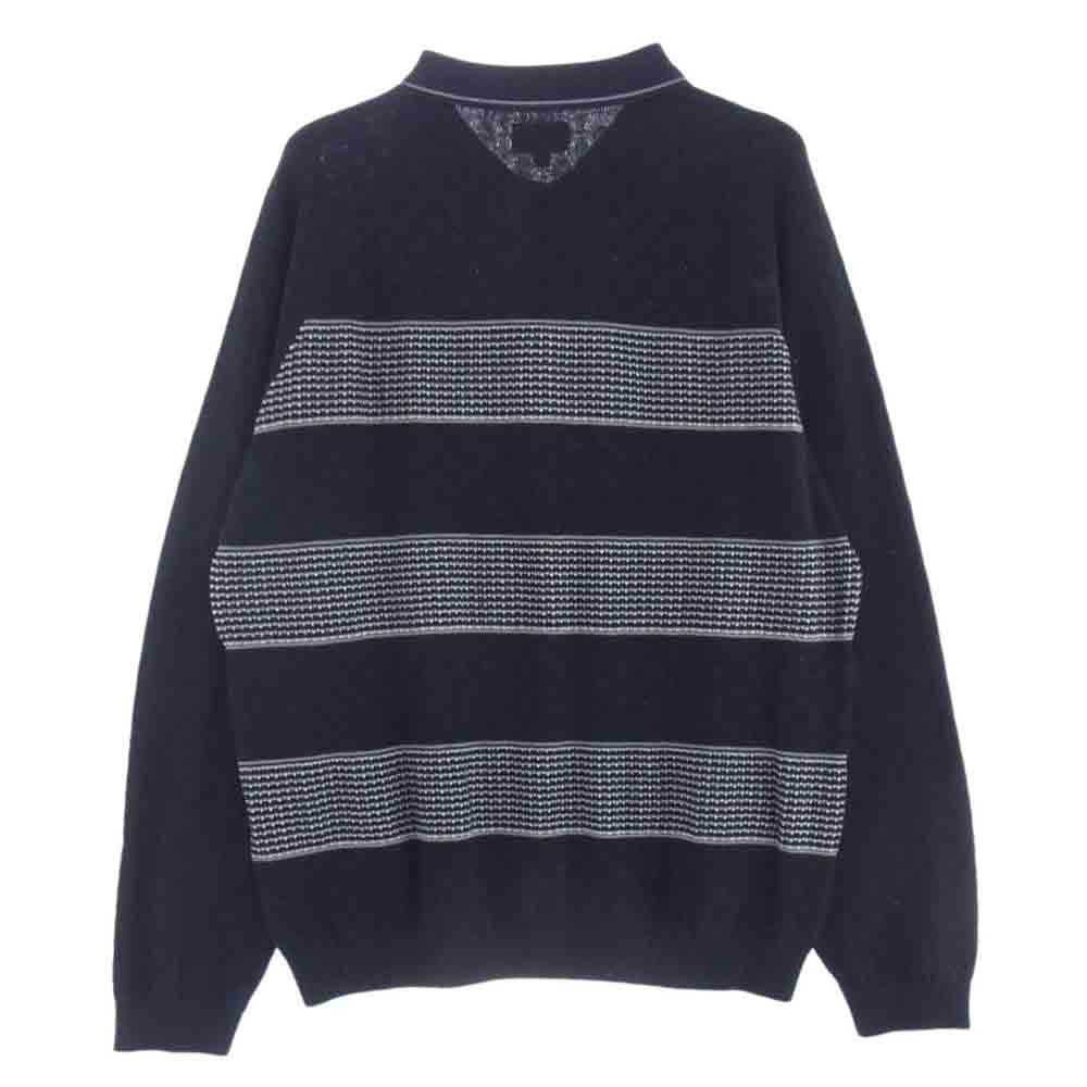 Supreme シュプリーム 21AW Knit Stripe L/S Polo ニット  ブラック系 L【中古】