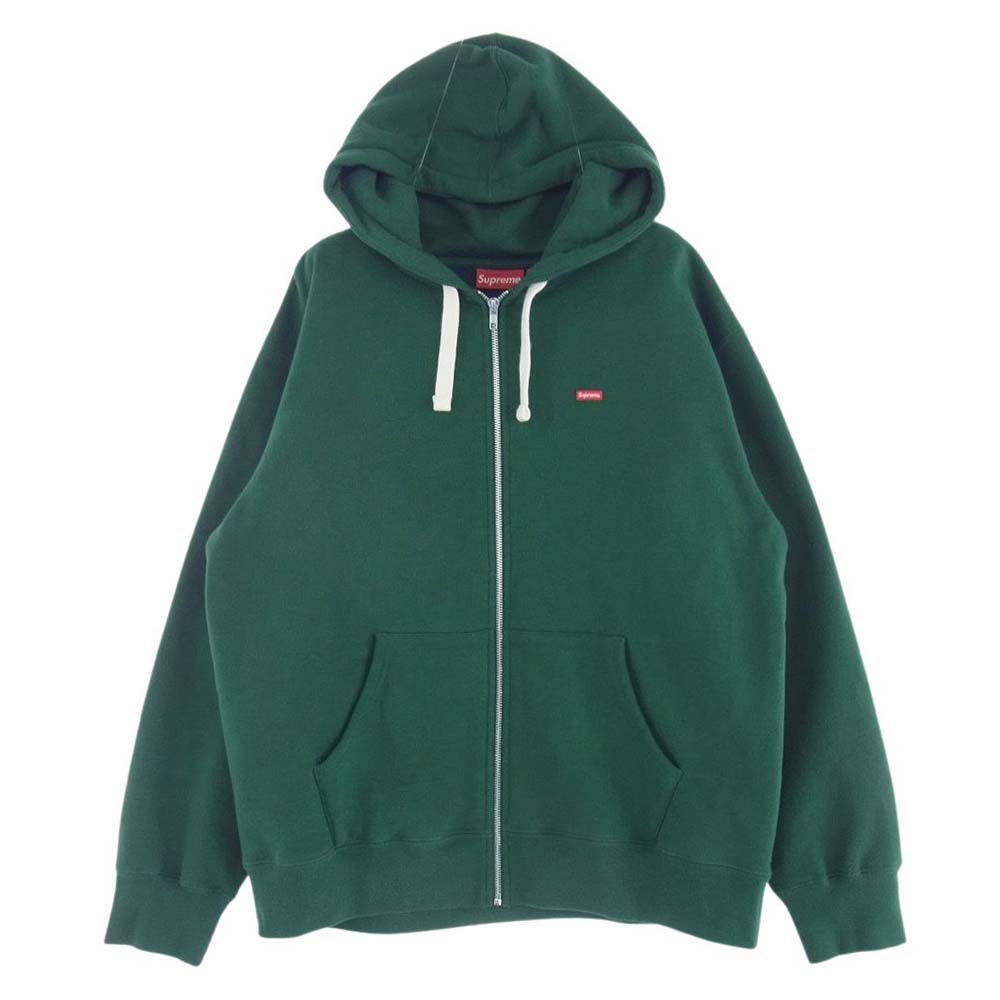 Supreme シュプリーム 22AW Small Box Drawcord Zip Up Hooded Sweat スモール ボックス ドローコード ジップ アップ フーディッド スウェット パーカー グリーン系 L【極上美品】【中古】