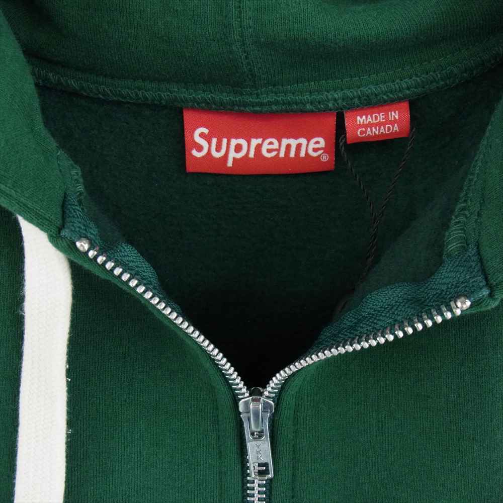 Supreme シュプリーム 22AW Small Box Drawcord Zip Up Hooded Sweat スモール ボックス ドローコード ジップ アップ フーディッド スウェット パーカー グリーン系 L【極上美品】【中古】