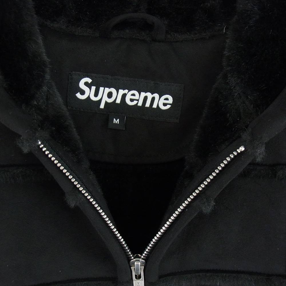 Supreme シュプリーム 20SS Faux Suede Patchwork Hooded Jacket フェイク スウェード パッチワーク フーディッド ジャケット ブラック系 M【極上美品】【中古】