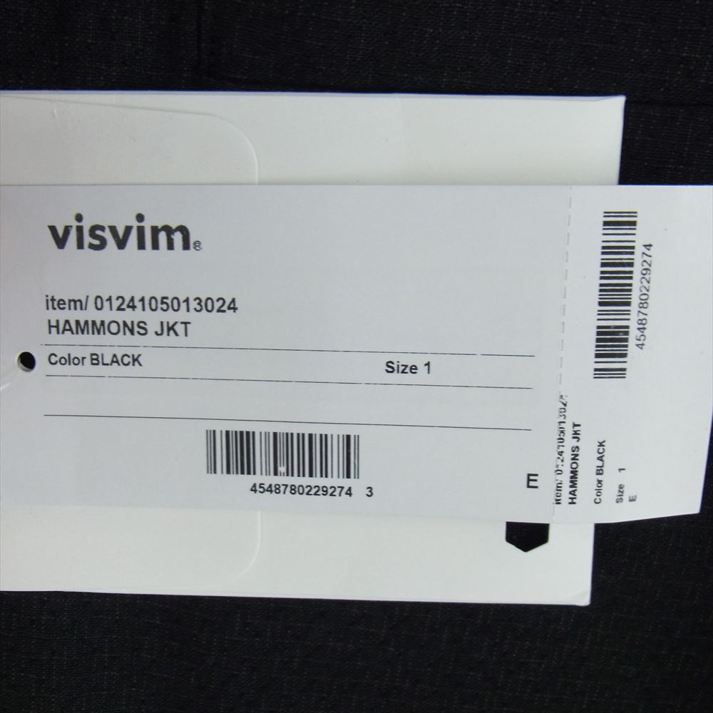 VISVIM ビズビム 24SS 0124105013024  HAMMONS JKT ハモンズ テーラード ジャケット  ブラック系 1【中古】