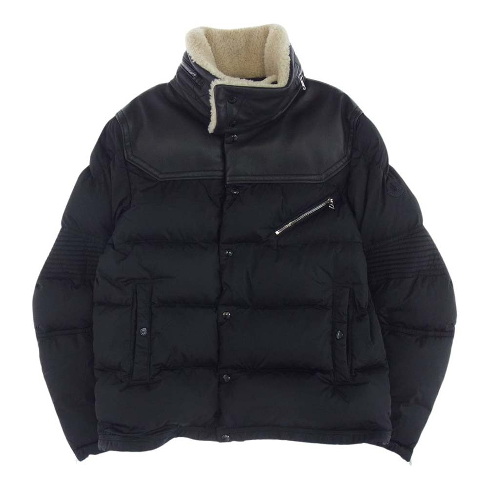 MONCLER モンクレール G20911A00175 54155 LEO レオ レザー 切替し ボア ダウン ジャケット ブラック系 5【 –  ブランド古着 LIFE