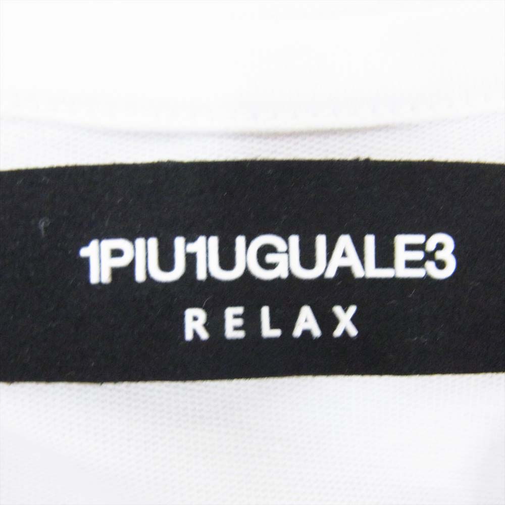 1piu1uguale3 ウノピュウノウグァーレトレ UST-24005 RELAX リラックス 縦ロゴ 半袖 Tシャツ ホワイト系 L【中古】