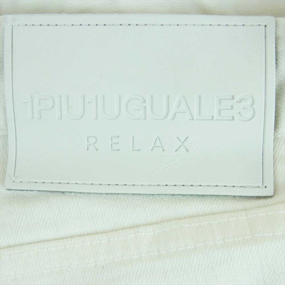 1piu1uguale3 ウノピュウノウグァーレトレ RELAX リラックス ダメージ加工 バンダナ柄 デニム パンツ ホワイト系 L【中古】