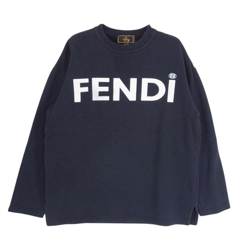 FENDI フェンディ フロント ロゴトレーナー スウェット ネイビー系 42【中古】