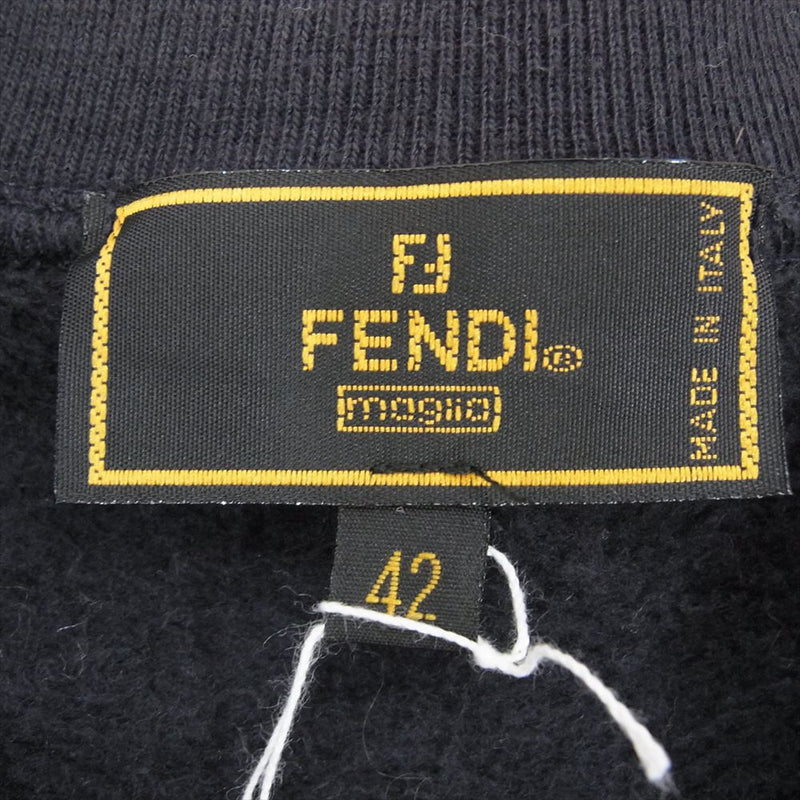 FENDI フェンディ フロント ロゴトレーナー スウェット ネイビー系 42【中古】