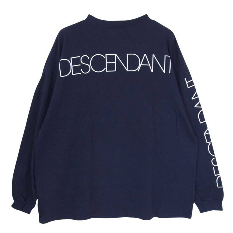 DESCENDANT ディセンダント バック 袖 ロゴ プリント コットン クルーネック 長袖 Ｔシャツ ネイビー ネイビー系 3【中古】