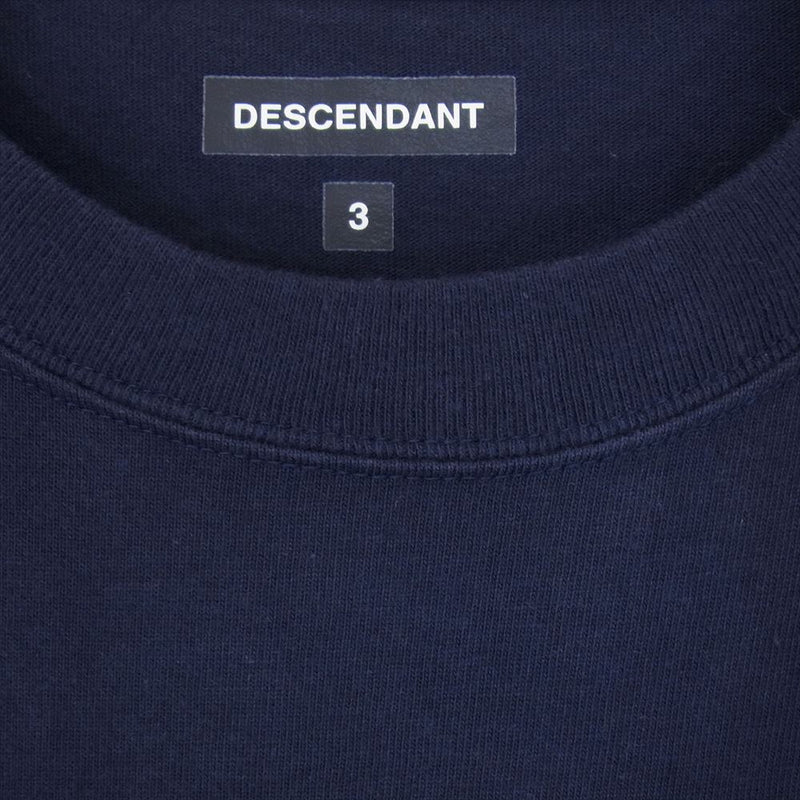 DESCENDANT ディセンダント バック 袖 ロゴ プリント コットン クルーネック 長袖 Ｔシャツ ネイビー ネイビー系 3【中古】