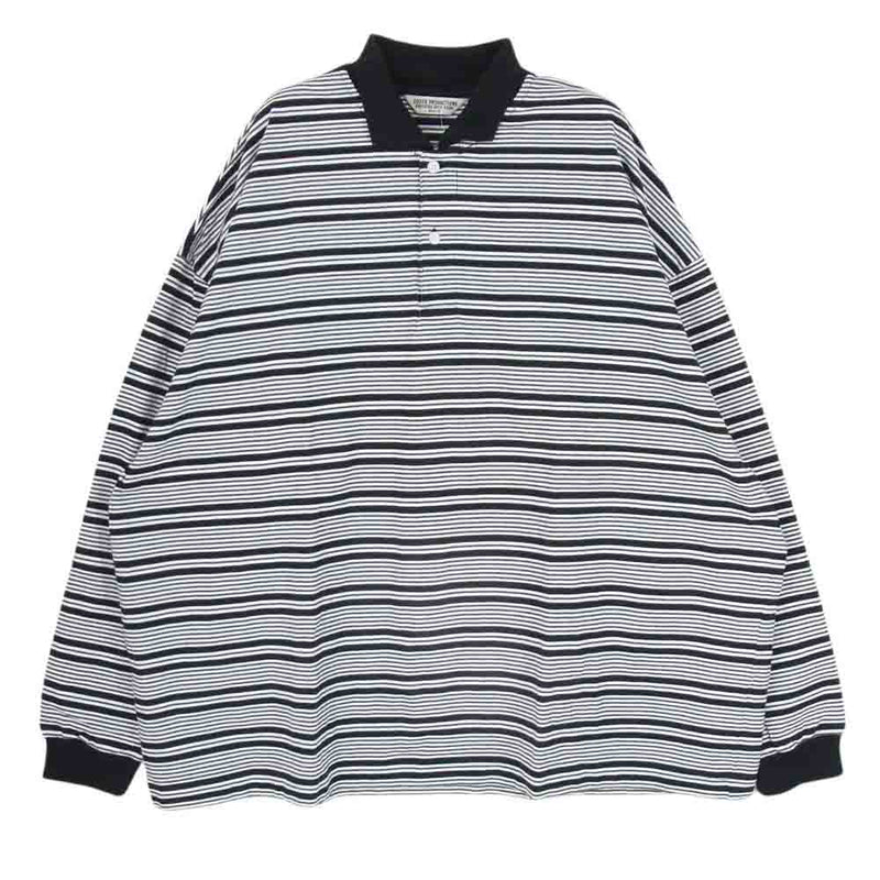 COOTIE クーティー 23AW CTE-23A304 Supima Border Oversized L/S Polo コットン オーバーサイズ ボーダー ロングスリーブ 長袖 ポロシャツ M【美品】【中古】