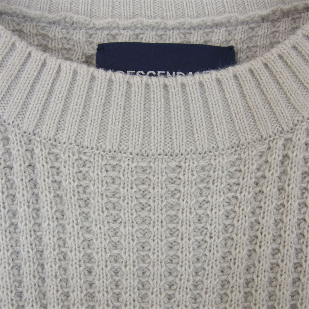 DESCENDANT ディセンダント 22AW GAUFRE WAFFLE KNIT CACHALOT 刺繍 アクリル ワッフル ニット クルーネック セーター グレー系 2【中古】
