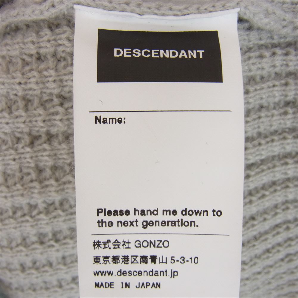 DESCENDANT ディセンダント 22AW GAUFRE WAFFLE KNIT CACHALOT 刺繍 アクリル ワッフル ニット クルーネック セーター グレー系 2【中古】