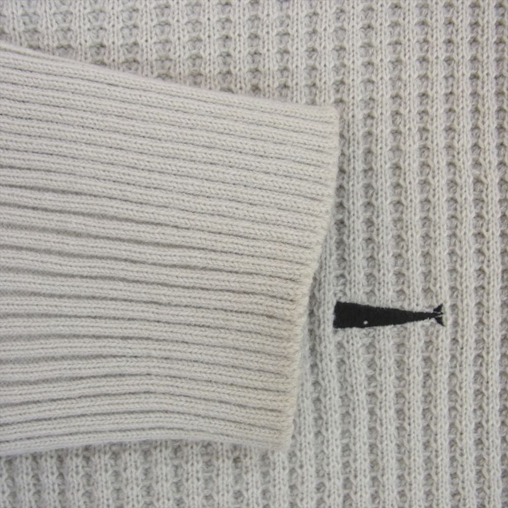 DESCENDANT ディセンダント 22AW GAUFRE WAFFLE KNIT CACHALOT 刺繍 アクリル ワッフル ニット クルーネック セーター グレー系 2【中古】