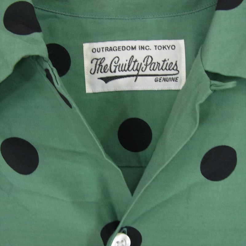 WACKO MARIA ワコマリア 23SS DOTS OPEN COLLAR SHIRT ドット オープンカラー シャツ グリーン系 S【中古】