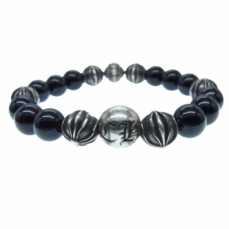 CHROME HEARTS クロムハーツ（原本無） BEAD 10mm ビーズ ブラックトルマリンビーズ ブレスレット【中古】